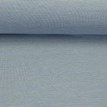 Bavlněný úplet - jemné proužky kouřově modrá/bílá