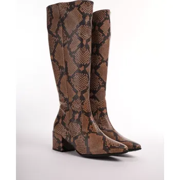 Dámské kozačky WONDERS dámské kozačky hadí vzor hnědé