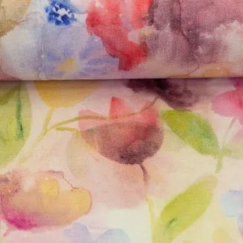 Bavlněný úplet - akvarel květy