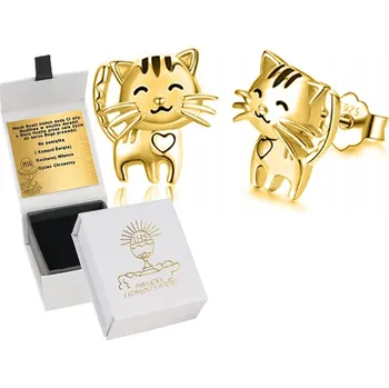 Náušnice NÁUŠNICE ZLATÉ 925 PRO DÍVKU KOČKY GRAVÍROVÁNÍ