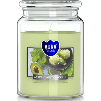 Svíčka Aura candles Vonná svíčka s uzávěrem 'Garden mint-Avocado' 500 g