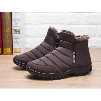 Pánská zimní obuv Zateplené kotníkové boty s bočním zipem do zimy Barva: Hnědá, Velikost: 47