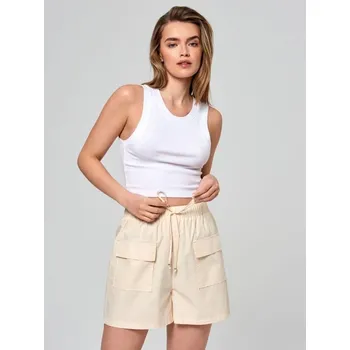 Dámské kraťasy Sinsay - Bavlněné kraťasy - béžová - 6920J-02X - 6920J-02X-XS