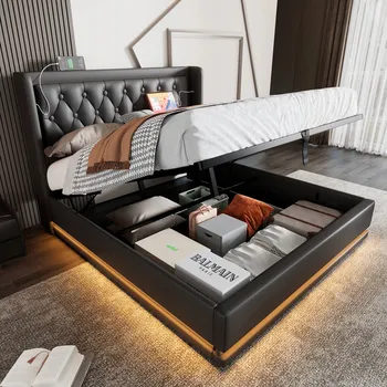 Postel Jednolůžková dřevěná postel Arhatreya 160x200 černá