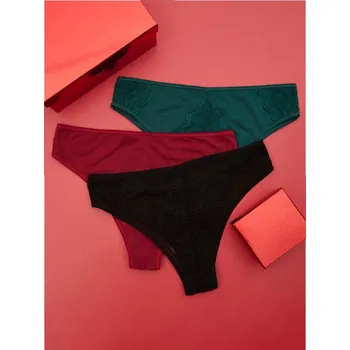 Dámská móda Sinsay - Sada 3&nbsp;kusů brazilských kalhotek - kaštanová - 442AX-83X - 442AX-83X-XS-1