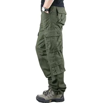 Pánské kalhoty Pánské maskáčové cargo kalhoty z bavlny Velikost: 36, Barva (Varianta): Eight pockets grass green