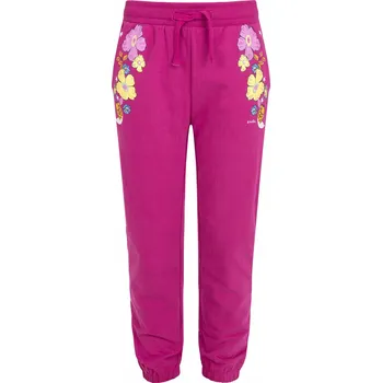 Dětské dívčí tepláky bavlna růžové velikost 116, květinový vzor Endo