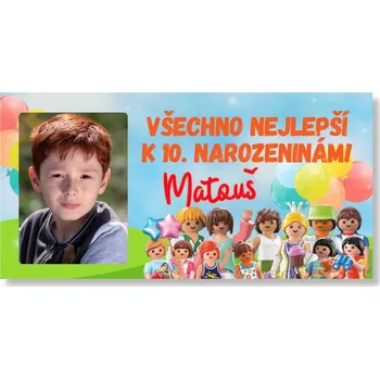 Party dekorace Personal Narozeninový banner s fotkou - Playmobil Rozměr banner: 130 x 260 cm