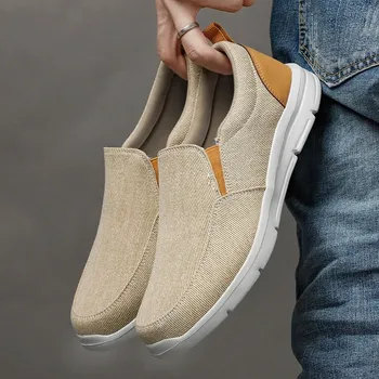 Pánské tenisky Plátěné slip-on tenisky Barva: Khaki, Velikost: 45