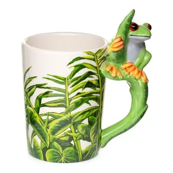 Keramický hrnek s rukojetí ve tvaru žabičky