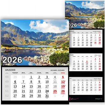 Kalendář Nástěnný Trojdílný Kalendář 2026 VÝHLED SKRYTÉ ZÁTOKY Do Kanceláře Dárek Vz