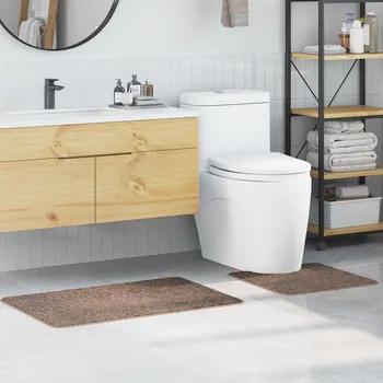 Koupelnová předložka vidaXL Sada protiskluzových koupelnových rohoží 2 pcs Hnědá PP