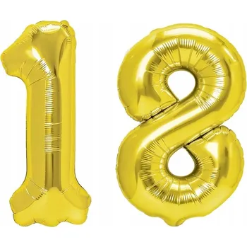 Balónek BALÓNKY K 18. NAROZENINÁM Zlaté ČÍSLICE 100 cm