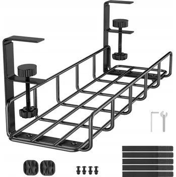 Úložný box ORGANIZÉR DRŽÁK KRYTKA NA KABELY POD STŮL LIŠTA KOŠÍK 40 CM KOVOVÝ