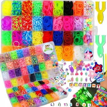 kreativní sada GUMIČKY PRO VÝROBU NÁRAMKŮ PŘÍVĚSKŮ, SADY korálků, KUFŘÍK S PISMENAMI