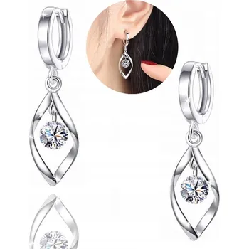 Náušnice Stříbrný Křišťálový Náušnice s KRÁSNÝM Zirkon 35 mm