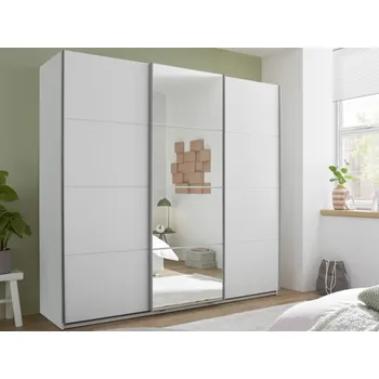 Šatní skříň Šatní skříň se zrcadlem Carano, 215 cm, bílá