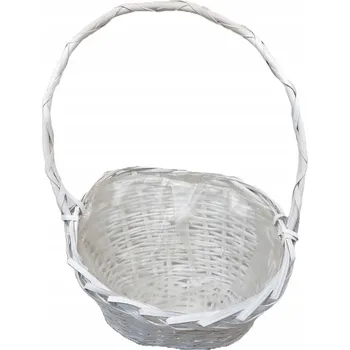 Koš na prádlo Proutěný koš stupňovitý na dárky, kompozice - BÍLÝ střední - 49x35cm