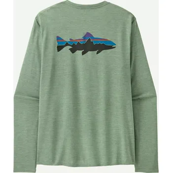Patagonia Pánské tričko Long-Sleeved Capilene® Cool Daily Graphic Shirt - Waters, Fitz Roy Trout: Ellwood Green X-Dye, vel. XS