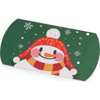 Vánoce Vánoční dárková krabička sob, Mikuláš, sněhulák, perníček, kostelík Varianta: 6 zelená tmavá sněhulák, Balení: 12 ks 55816/141019/257479