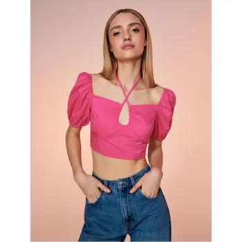 Sinsay - Crop top s&nbsp;ozdobným vázáním - sytě růžová - YC247-42X - YC247-42X-XL