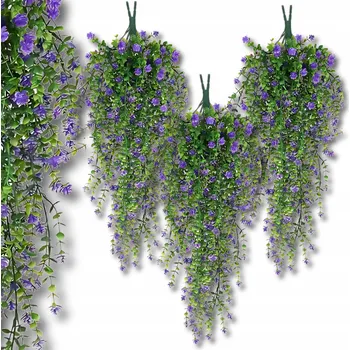 umělá květina Umělé květy závěsná květinová girlanda břečťan kytice větvičky 3ks fialová