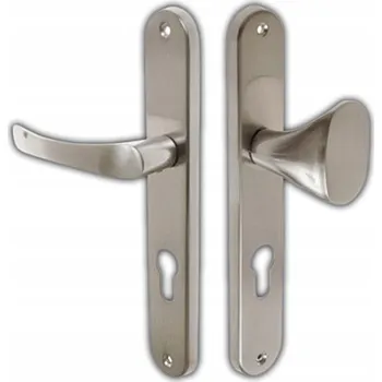 Dveřní kování KLIKA - MADLO CLASSIC 90 PRO VLOŽKU NIKL SATÉN PRAVÁ