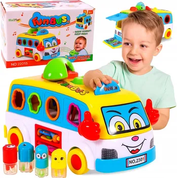 ostatní stavebnice INTERAKTIVNÍ AUTOBUS TŘÍDIČKA STAVEBNICE SVÍTÍ HRAJE VELKÝ