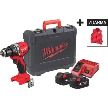 Milwaukee M18 BLPDRCMC-402C aku příklepová vrtačka 18 V, bezuhlíková, 2x akumulátor 4,0 Ah, nabíječka, kufr
