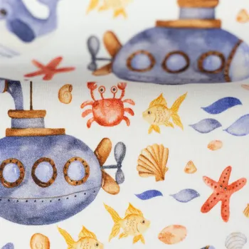 Bavlněný úplet – ponorka a velryba