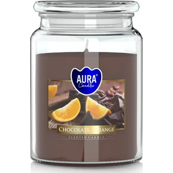 Svíčka Aura candles Vonná svíčka s uzávěrem 'Chocolate - orange' 500 g