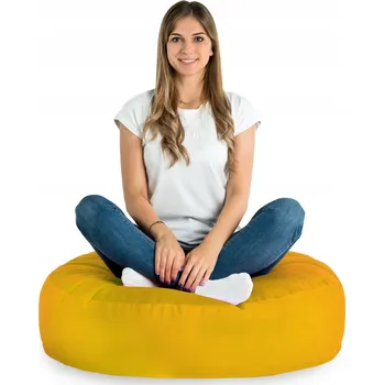 Taburet PLYŠOVÝ polštář na sezení do křesla HOŘČICOVÝ