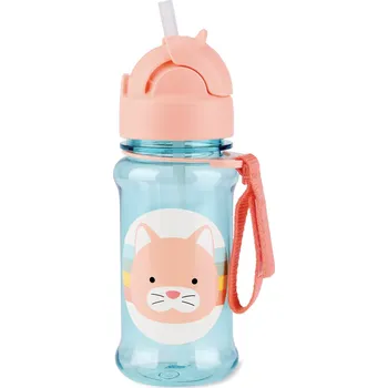 dětská jídelní sada SKIP HOP Zoo tritan Láhev s brčkem 355ml Kočička 12m+ (9R407210)