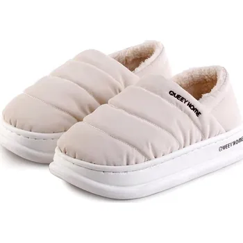 Dámská zimní obuv Zimní domácí pantofle s měkkým vnitřkem a protiskluzem Barva: Bílá, Velikost: 40-41