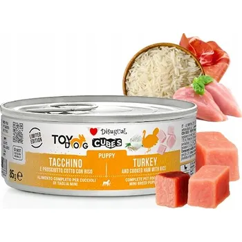 Krmivo pro psa Disugual mokré krmivo Cubes Krůta se šunkou a rýží pro štěňata 85g