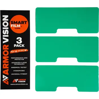 Motocyklové brýle Ochranná slída na objektiv motokrosových brýlí ARMOR VISION SMART FILM 62 mm, balení 3 kusy (toto je 62 mm verze, ideální pro Oakley Airbrake, 100% Armega, Scott Prospect a další brýle s velkým rámem)