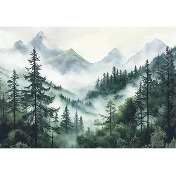 Fototapeta FOTOTAPETA LES V MLZE STROMY HORY LOŽNICE OBÝVACÍ POKOJ TAPETA VLIESOVÁ 300x210