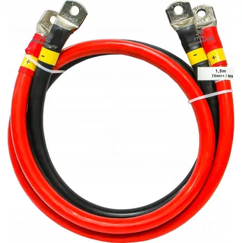 elektrický kabel Sada 2x 150cm kabel LGY 70mm² s oky M8 pro akumulátory, zalisované koncovky, 1,5m