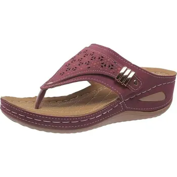 Dámské sandále Dámské ortopedické sandály s měkkou platformou Barva: Vínová, Velikost: 38