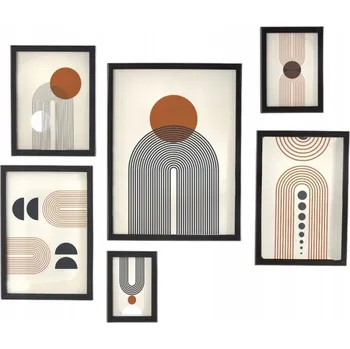 Obraz RÁMEČEK NA FOTOGRAFIE ČERNÝ SADA 6 RÁMEČKŮ ROZMĚRY SKLO DŘEVO MDF