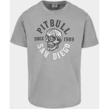 Pánská móda PitBull West Coast Triko SKULL LOGO - šedé - PWC_PTSKULLLOGO_WGREY Velikosti: L