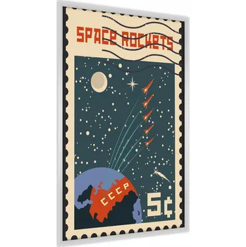 Obraz Plakát Poštovní známka s nápisy KOSMOS Retro 30x40 v rámu 30 x 40 cm