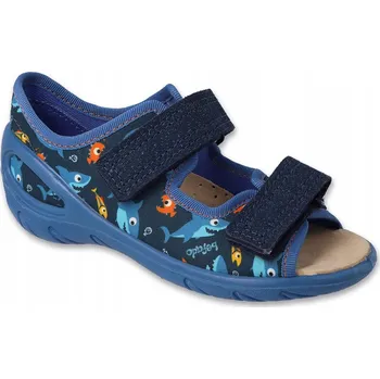 Chlapecké bačkory Befado dětské papuče na suchý zip modré, velikost 28