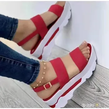 Dámské sandále Lehké dámské sandály na klínku pro letní nošení Barva: Červená, Velikost: 41