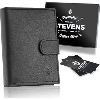 Peněženka Pánská kožená peněženka STEVENS Klasický Černá Card Ochranná technologie RFID