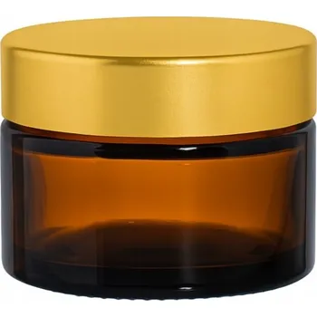 Sklenice Skleněná zavařovací sklenice hnědá 30 ml se zlatým víčkem