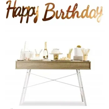 GIRLANDA BANNER NÁPIS HAPPY BIRTHDAY ROSE GOLD RŮŽOVÁ