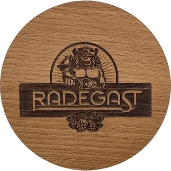 Podtácek Dřevěný podtácek Radegast logo