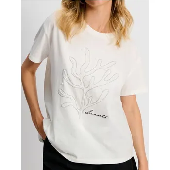 Dámská móda Sinsay - Tričko s krátkým rukávem - krémová - 8336J-01X - 8336J-01X-XXS-1