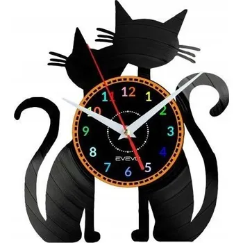 Hodiny KOČKA HODINY NÁSTĚNNÉ DEKORATIVNÍ MODERNÍ VINYLOVÁ DESKA VINYL EV